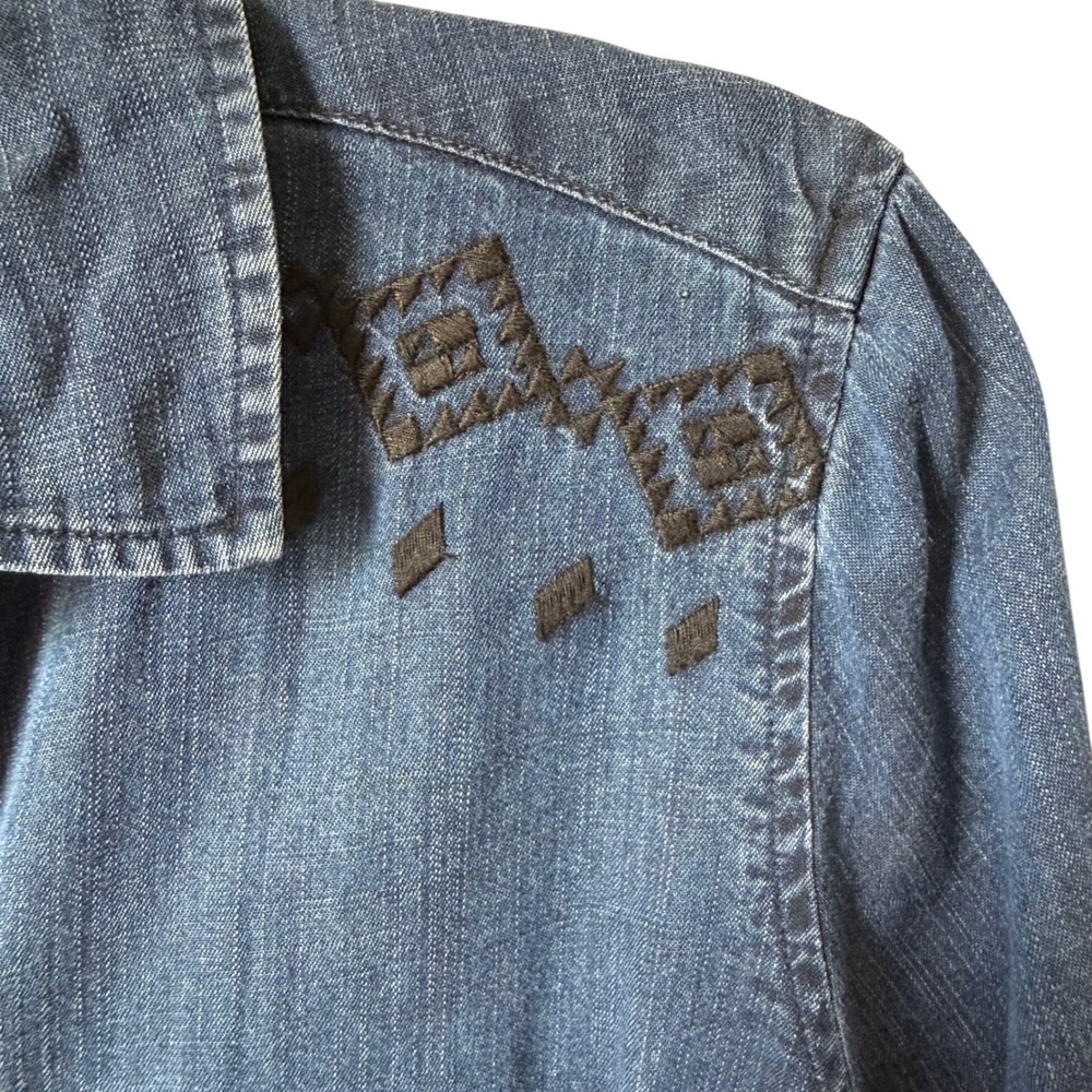 Rails Denim Shirt Dress XS Embroidered Western Boho Mini Dress - Picture 4 of 7